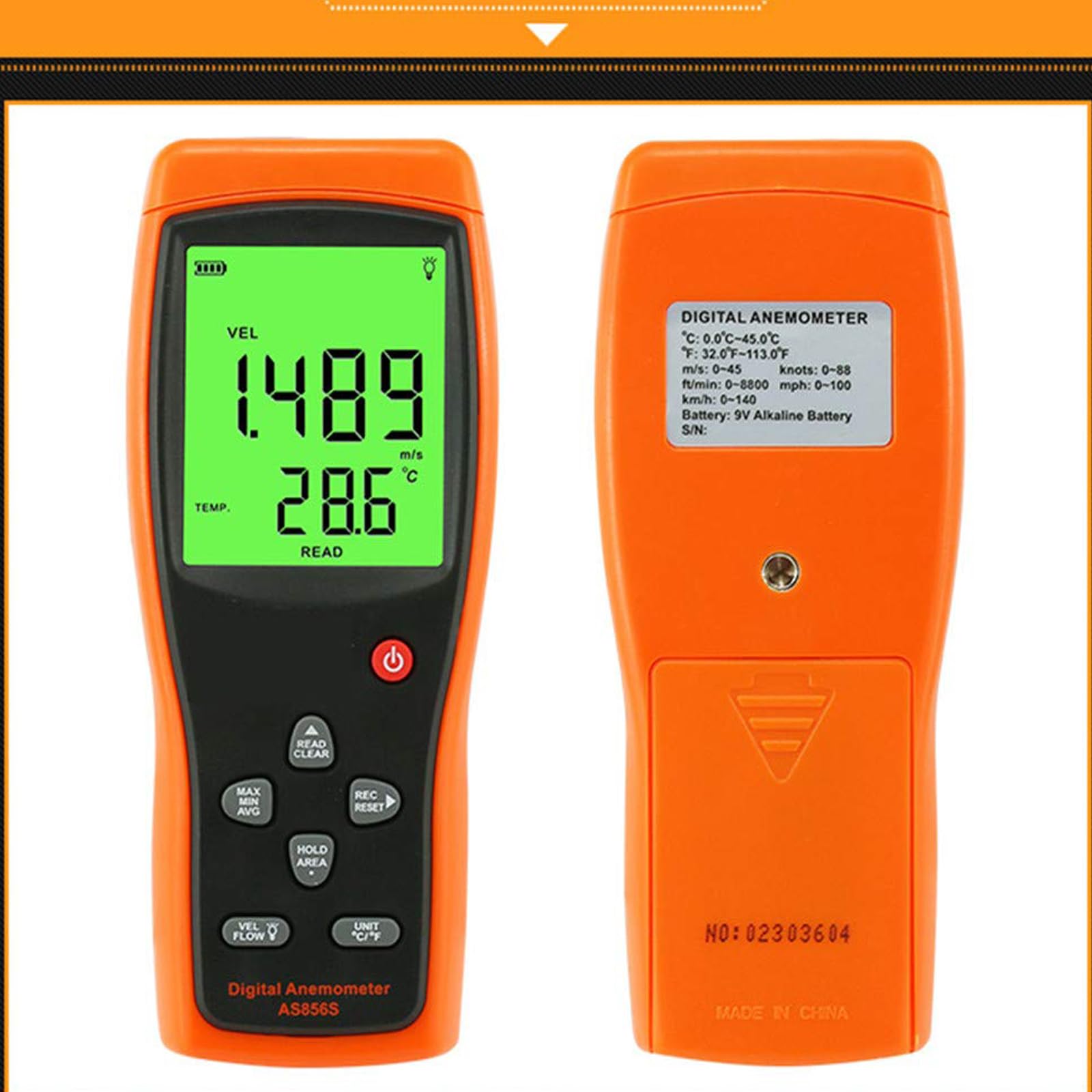 Anemómetro Digital De Mano, Anemómetro Portátil con Sonda Telescópica De 360 ​​mm Y Pantalla LCD Retroiluminada, Conexión De Datos USB para PC para Flujo De Aire De Conductos, Fabricación