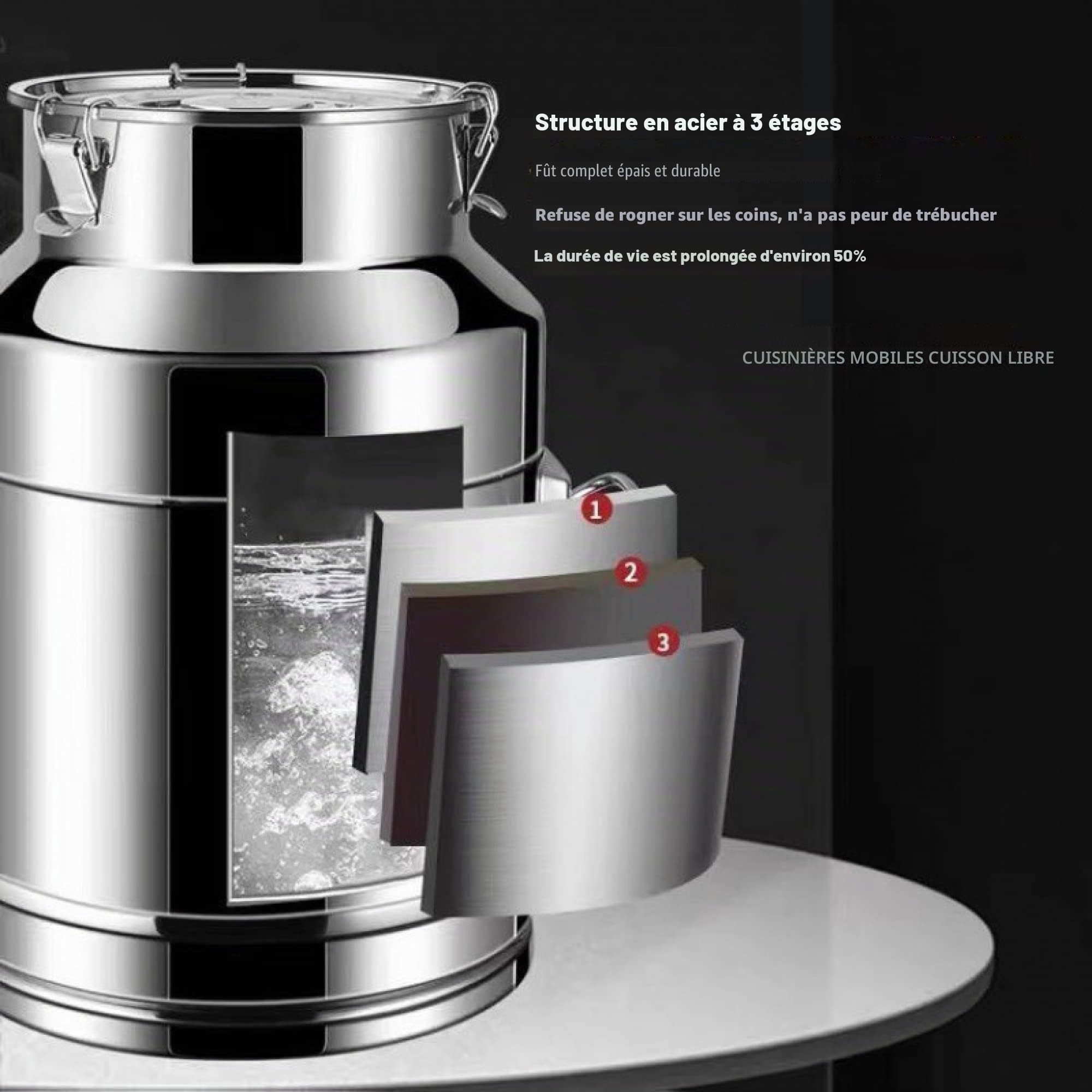 Bidon à lait en acier inoxydable 5L/9L/14L seau à vin seau fourre-tout cruche réservoir de baril d'huile avec couvercle scellé et baratte à lait à robinet / 5L