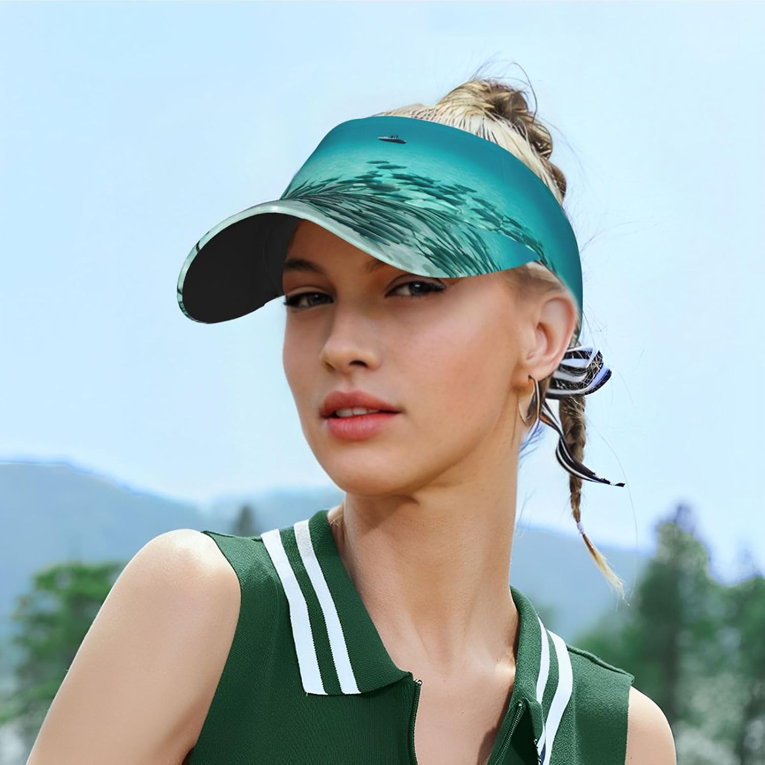 (Colorful Fishes) Adult Sun Visor Hat Adjustable Open Top Sports Cap Breathable for Men Women Beach Vacation Essentials