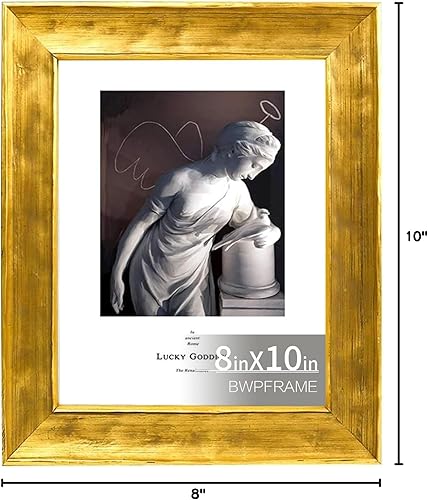 Miniatura 6 de BWPFRAME Marcos de fotos de 8 x 10 pulgadas, marco dorado de madera maciza, estilo vintage, rústico, de alta definición, para exhibición de mesa y