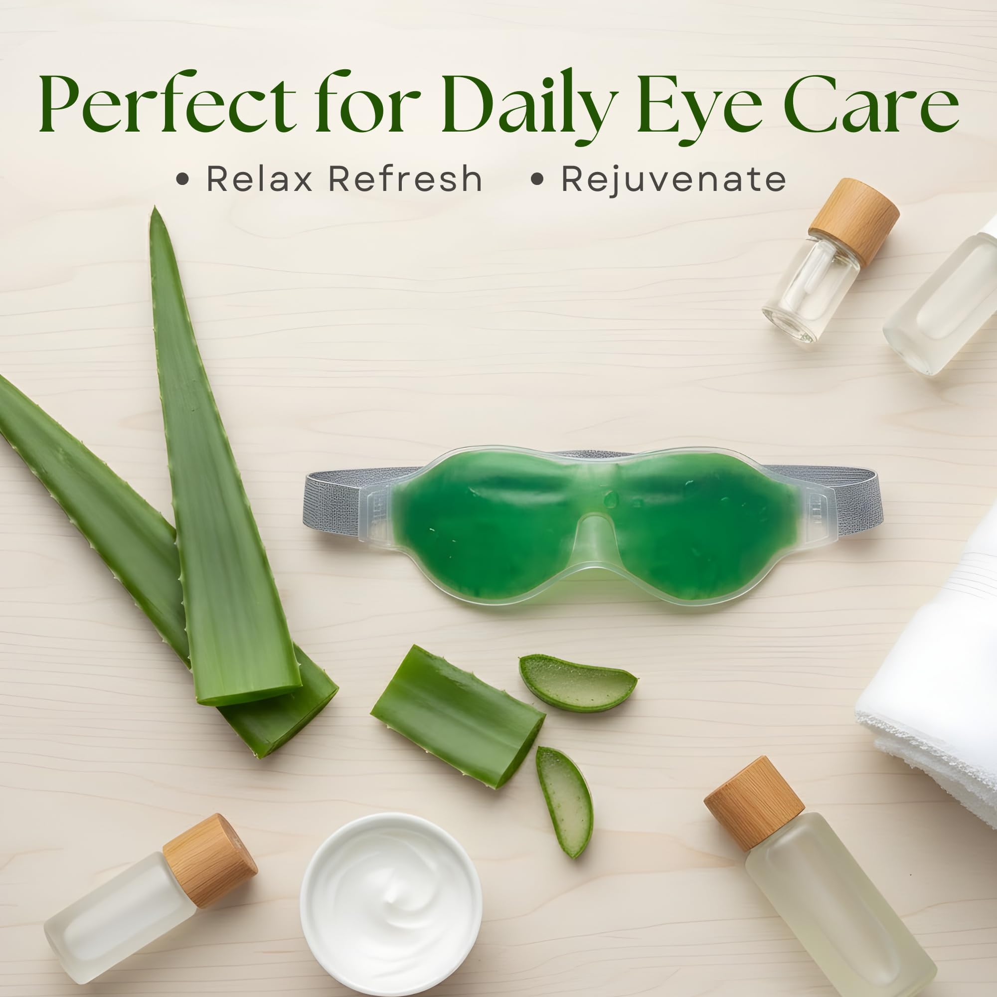 Aloevera Eye Mask | Reusable Eye Cooling Mask for Sleeping & Relaxation | Soft Eye Gel Mask for Puffiness, Dark Circles, Tired Eyes & Daily Eye Care (Pack of 1) — Amazon image 6