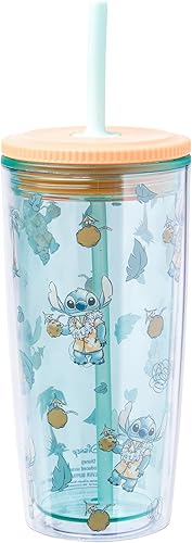 Miniatura 14 de Silver Buffalo Disney Lilo y Stitch Botella de agua con rastreador de hidratación Stay Cool Schedule, de plástico, con tapa de cierre, correa y