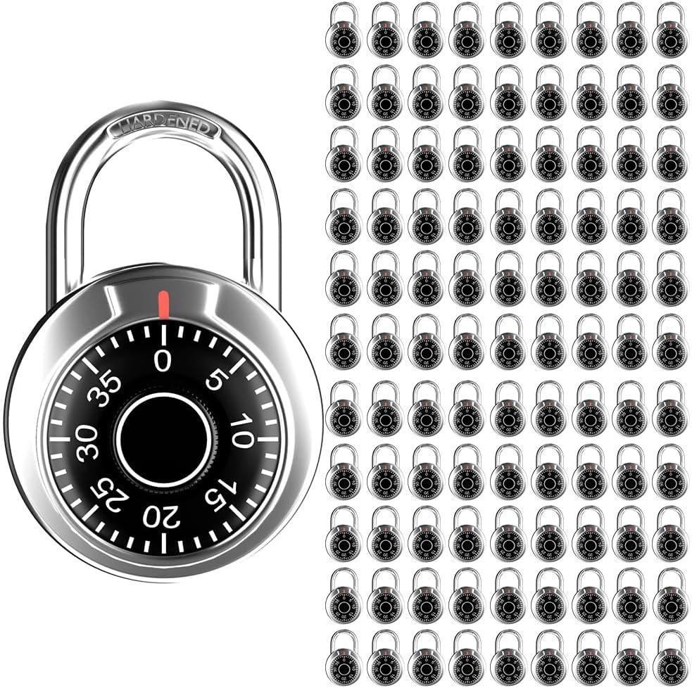 FIGODE® Locker Lock, Combination Lock, Black Dial, Each Lock with Different Code, Keyless Padlock, Great for School, Employee, Gym&Sports Locker, Case, Toolbox, Fence, Bulk Combo Locks 100 Pack