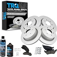 Vista 1 de TRQ Kit de pastillas de freno delanteras y traseras y rotores Kit de productos químicos para frenos Pastillas de freno Rotor de freno Cerámica