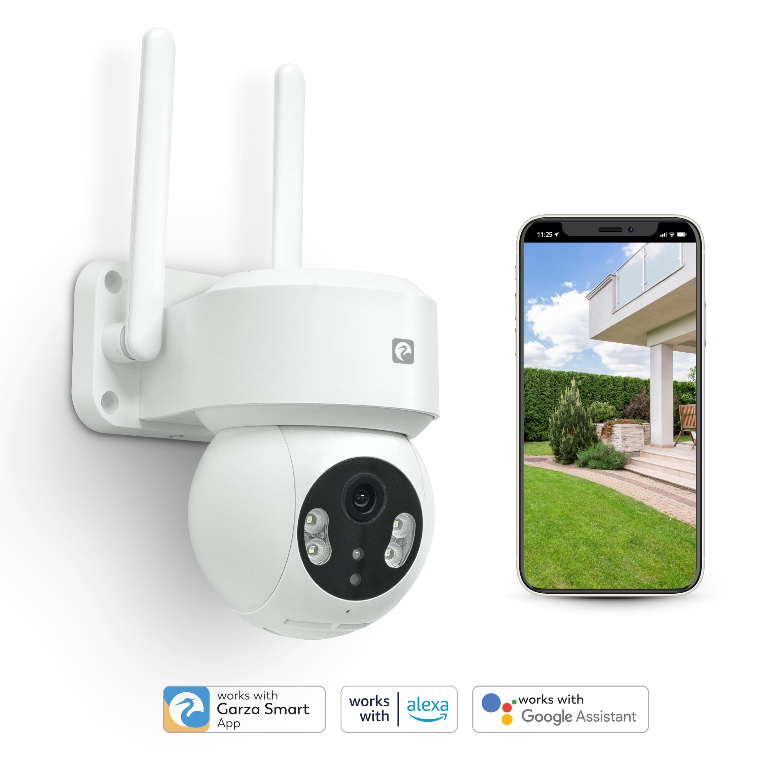 Garza Smart - Pack 2 Cámara de vigilancia WiFi IP 360º Exterior Inteligente. 1296P con Visión Nocturna, Audio bidireccional, Detección de Movimiento, Control por App.