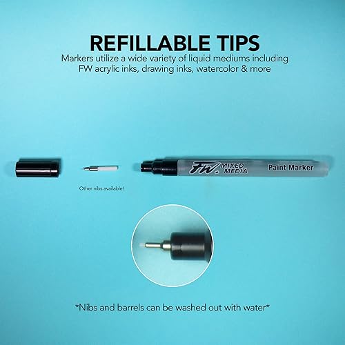 Miniatura 10 de FW - Puntas de rotulador de pintura mixta  12 puntas de repuesto para bolígrafo de 0.078 a 0.236 pulgadas (2 a 0.236 in), punta de cincel para