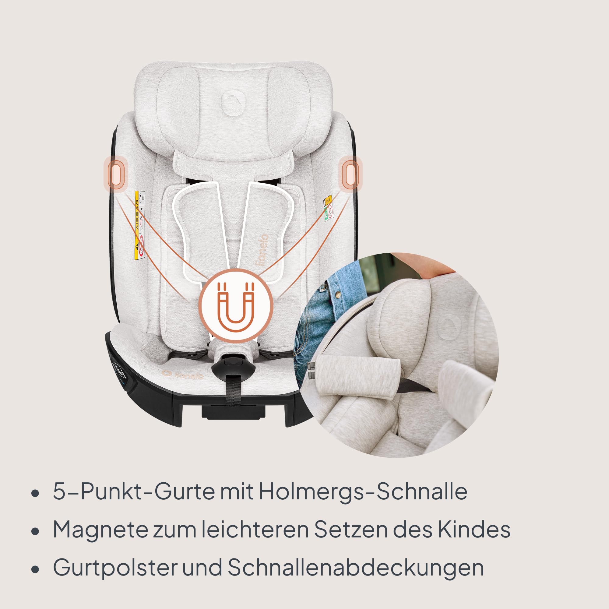 Lionelo Moxie Next i-Size Kindersitz 40–105 cm (0–4 Jahre) ISOFIX, RWF/FWF | Für Babys & Kinder, 360° Drehbar Mit Basis Kompatibel, SIP Seitenaufprallschutz, Verstellbar, Modulares System, ECE R129