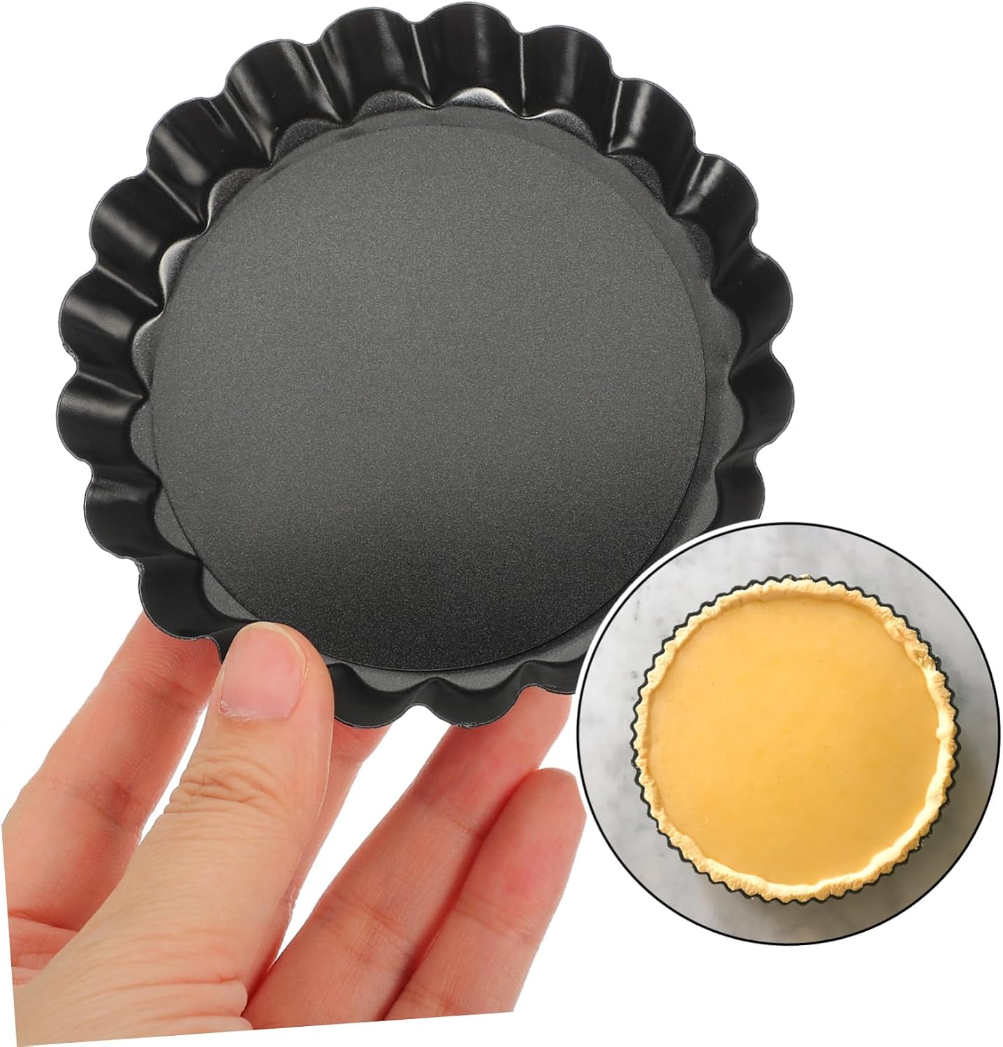 Alipis 8pcs Mini Tart Pans with Removable Bottom Carbon Steel Nonstick Baking Molds for Egg Tarts Quiche Mousse Cakes Dessert Baking for Afternoon Tea Family Gatherings