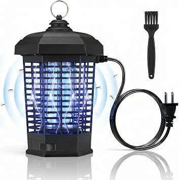 Bug Zapper Outdoor & Indoor, High Powered Mosquito Zapper, IPX4 Waterproof Metal Housing Insect Catcher, for Backyard Patio Garden, White