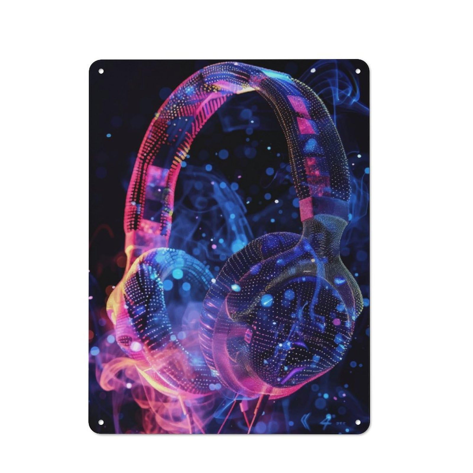 Junmoney Headphones Colorful Music Retro Decorative Metal Plaque 40X30cm, Garage Wall Decor For Garage, Workshop, Shed Or Utility Room