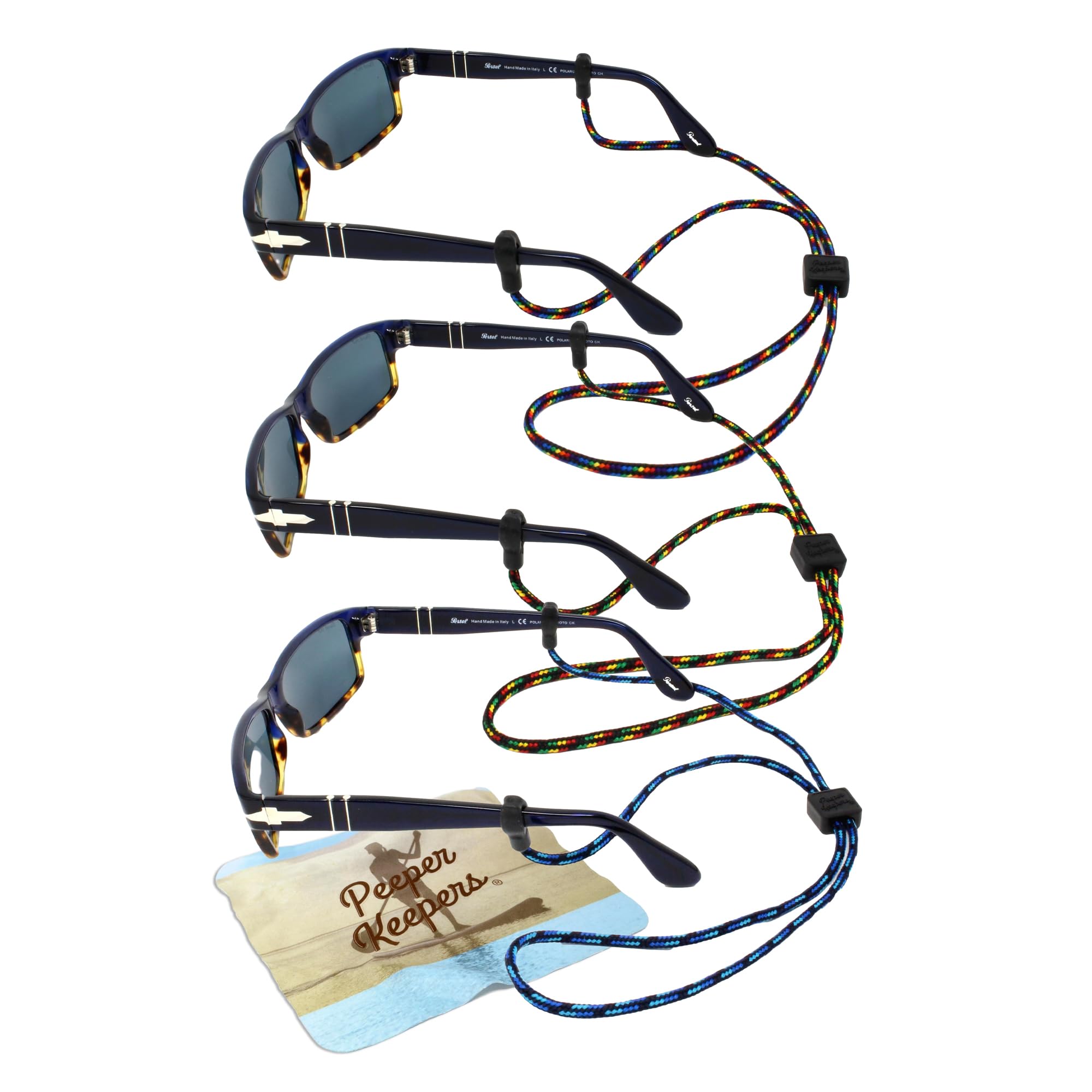 Peeper Keepers Eyeglass Retainer & Sunglass Holder Supercord Adjustable w/Microfiber Cloth