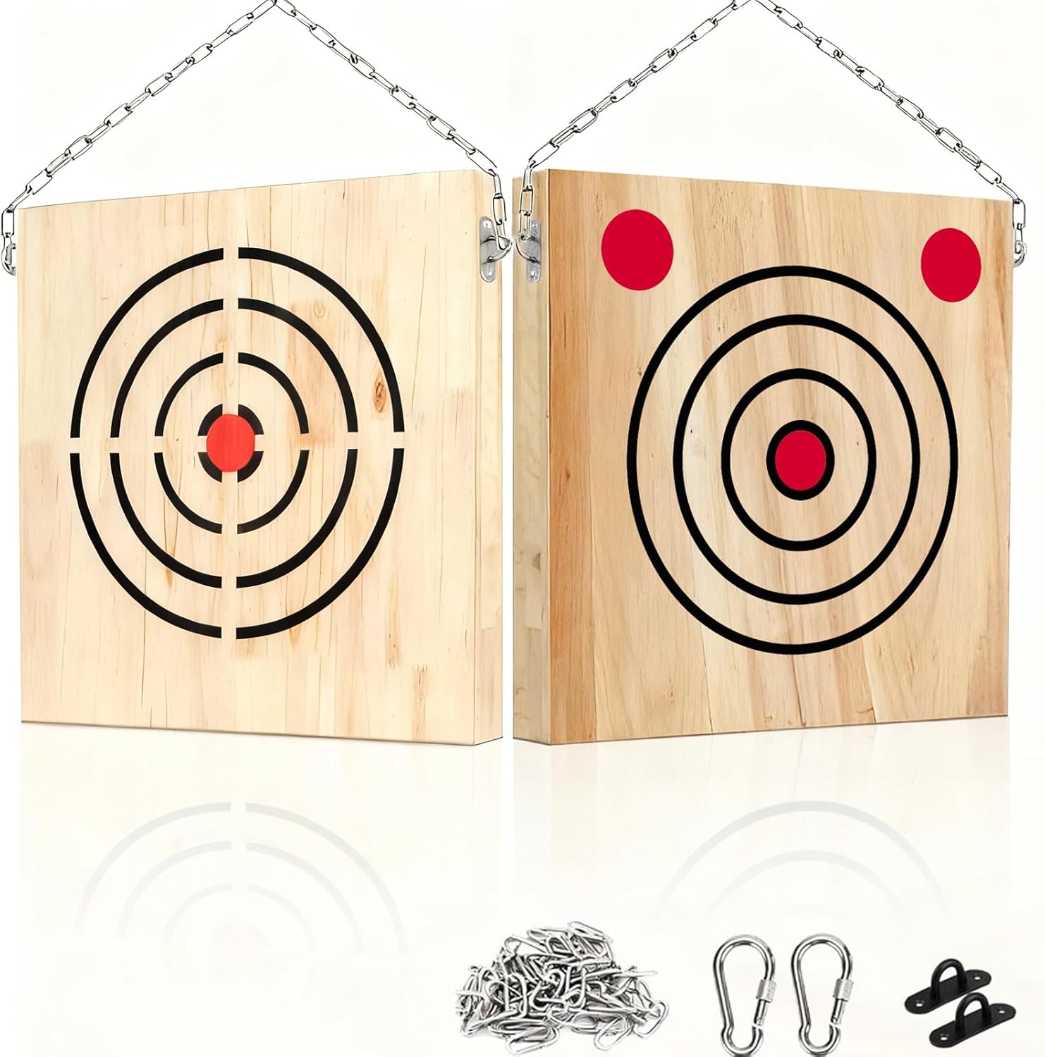 Wooden Axe Throwing Target with Handle & Chain Knife Throwing Target with KnifeThrowing with Steel Chain