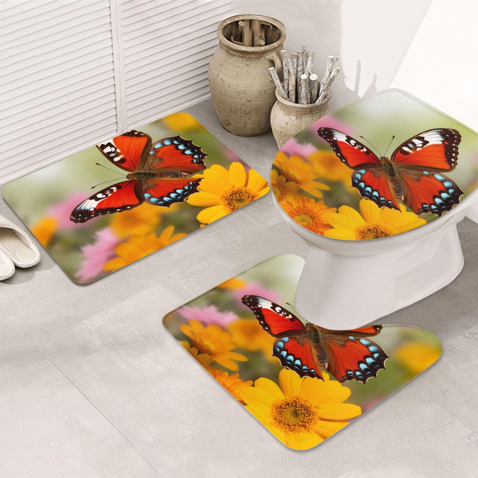 Tapis de bain absorbants pour créer une ambiance de printemps chaleureuse dans vos WC