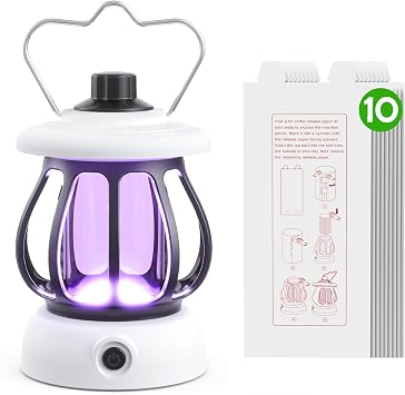Flying Insect Trap(1Device + 10Refills), Fruit Fly Traps for Indoors & Outdoor Rechargeable, Quite Operation Fly Trap White