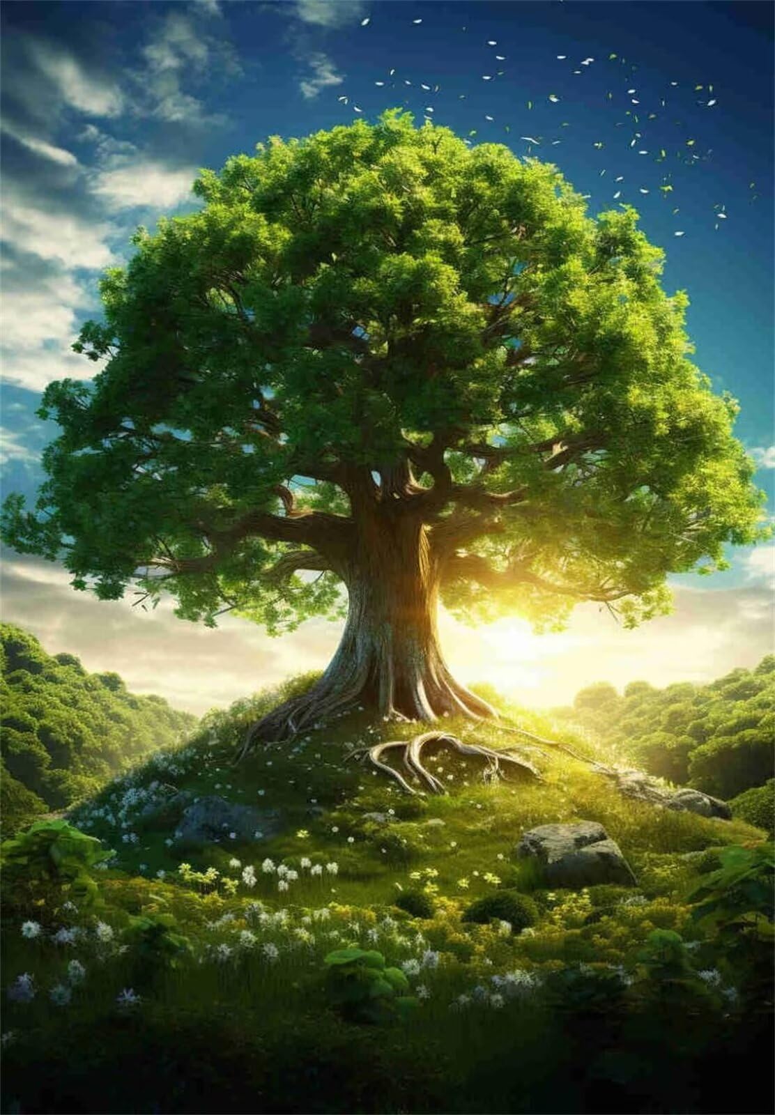 Puzzle 1200 Pezzi Alba Sull'Albero Verde Puzzle per Adulti, Difficile e Sfidante con Poster Idea Regalo per Appassionati Puzzle Classici