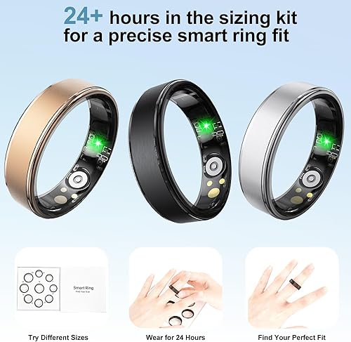 Miniatura 3 de Anillo inteligente para mujeres y hombres, anillo de seguimiento de salud con ritmo cardíaco, monitor de sueño, oxígeno en sangre, HRVestrés,