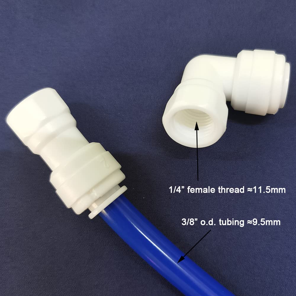MALIDA Quick Connector Female Thread Adapter Elbow and Straight Combination, 1/4 Inch Thread x 3/8 Inch Tube OD Push to Connect Fittings, for Water Filter purification systems.(pack of 10)