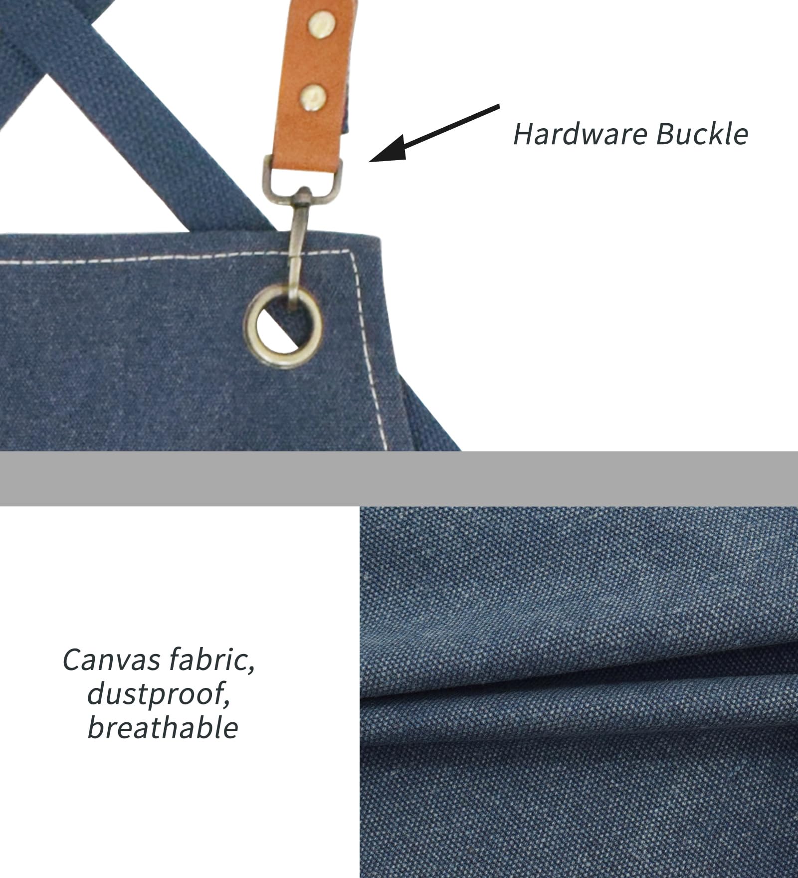 Nanxson Canvas Work Aprons for Men with Pockets Tool Apron for Gardening Restaurant Chef Apron, Blue - Image 4