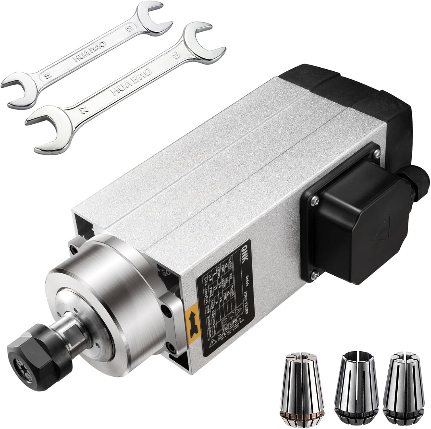 QNK CNC Spindle Motor, 3KW Air Cooled Spindle Motor 220V ER20 18000RPM, High Speed 10A 300Hz Air Cooled Round for CNC Router Engraver Milling Machine