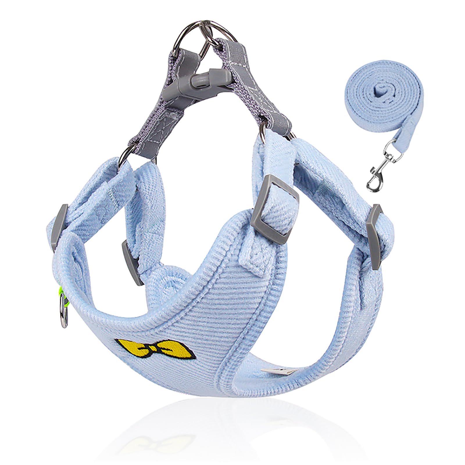 Dog Harness and Leash for Walking, Ultra Light Escape Proof Kitten Collar with Leash, Adjustable Vest Harnesses for Dogs, Breathable Reflective Strips Jacket Made of Plush, S & M (Blue, M)