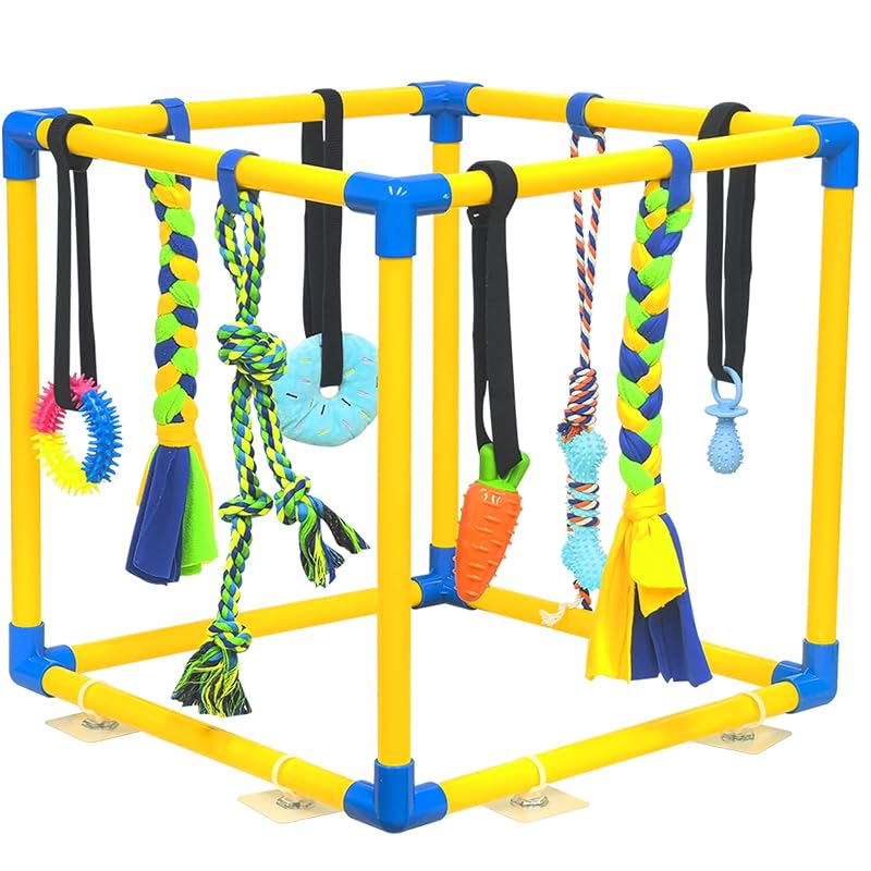 Brinquedo interativo para filhotes com cordas e 8 brinquedos suspensos IAIGOGO, quadrado