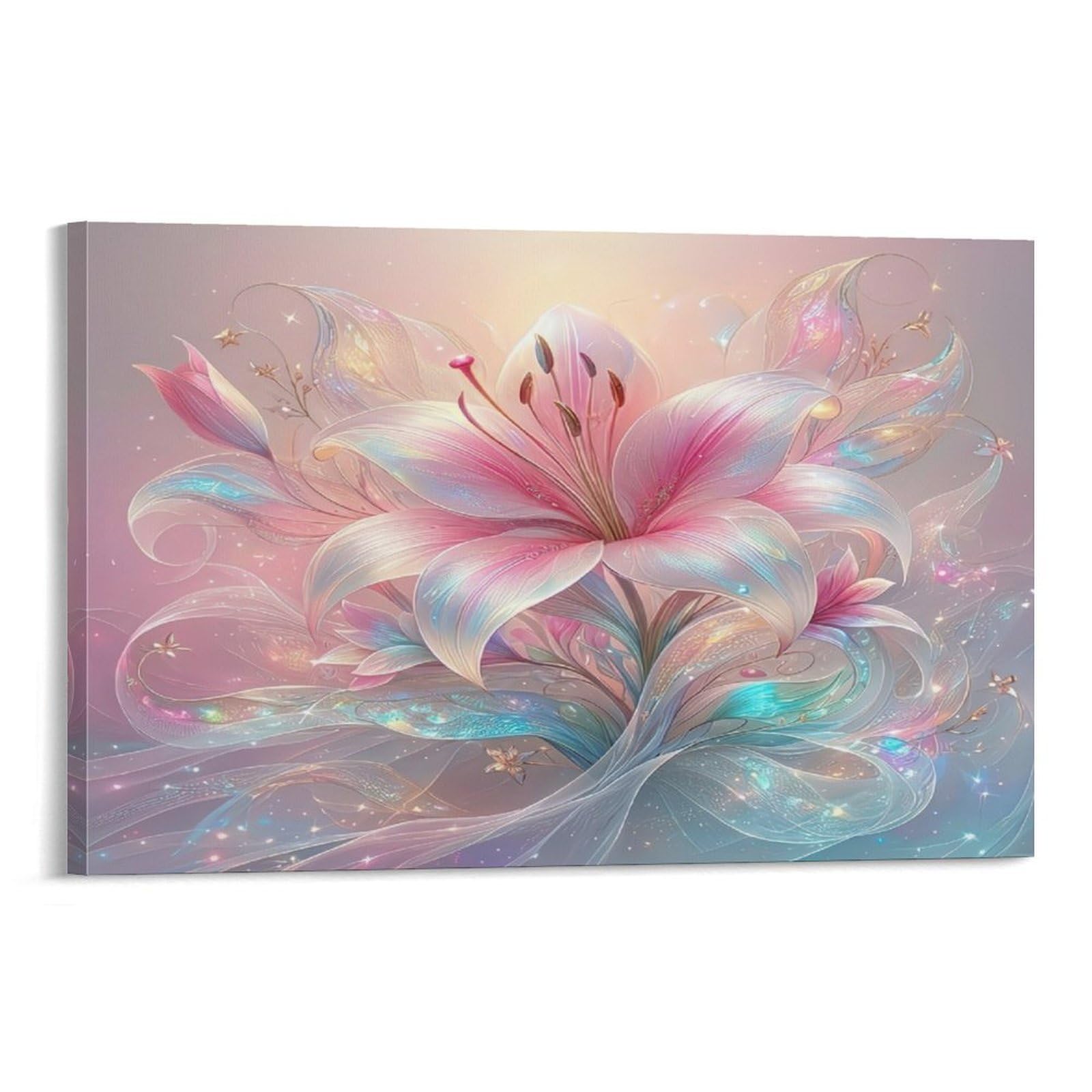 XPASHIQWC Gradient Crystal Lily Poster Artwork Canvas Prints Picture Modern Canvas Wall Art Picture Wall Hanging for Bedroom Living Room Decor 20x30inch(50x75cm)