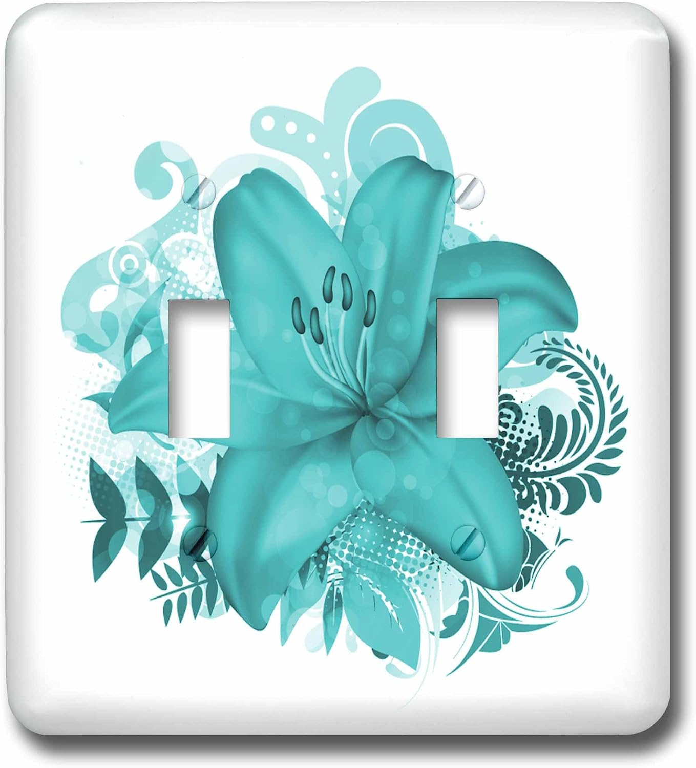 3dRose lsp_152418_2 One Large Beautiful Turquoise Tropical Lilly On A Flourish Background Double Toggle Switch