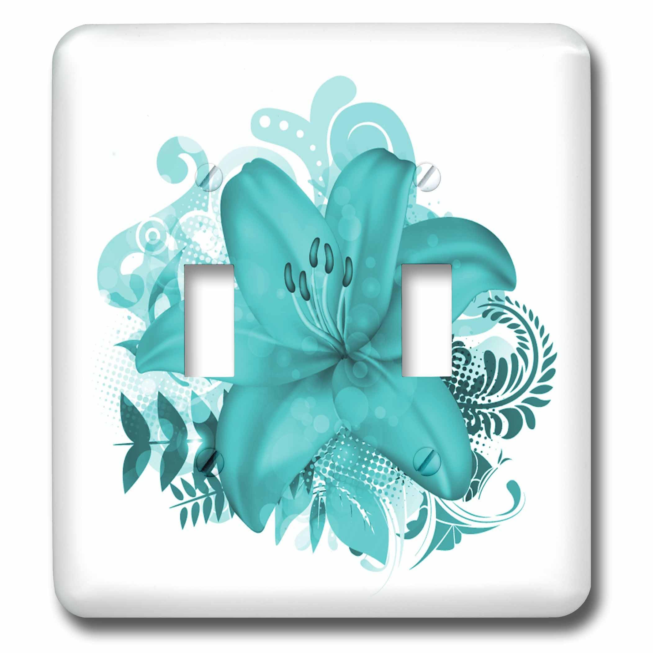 Interrupteur à bascule lys tropicaux turquoise pour remplacer plaque terne