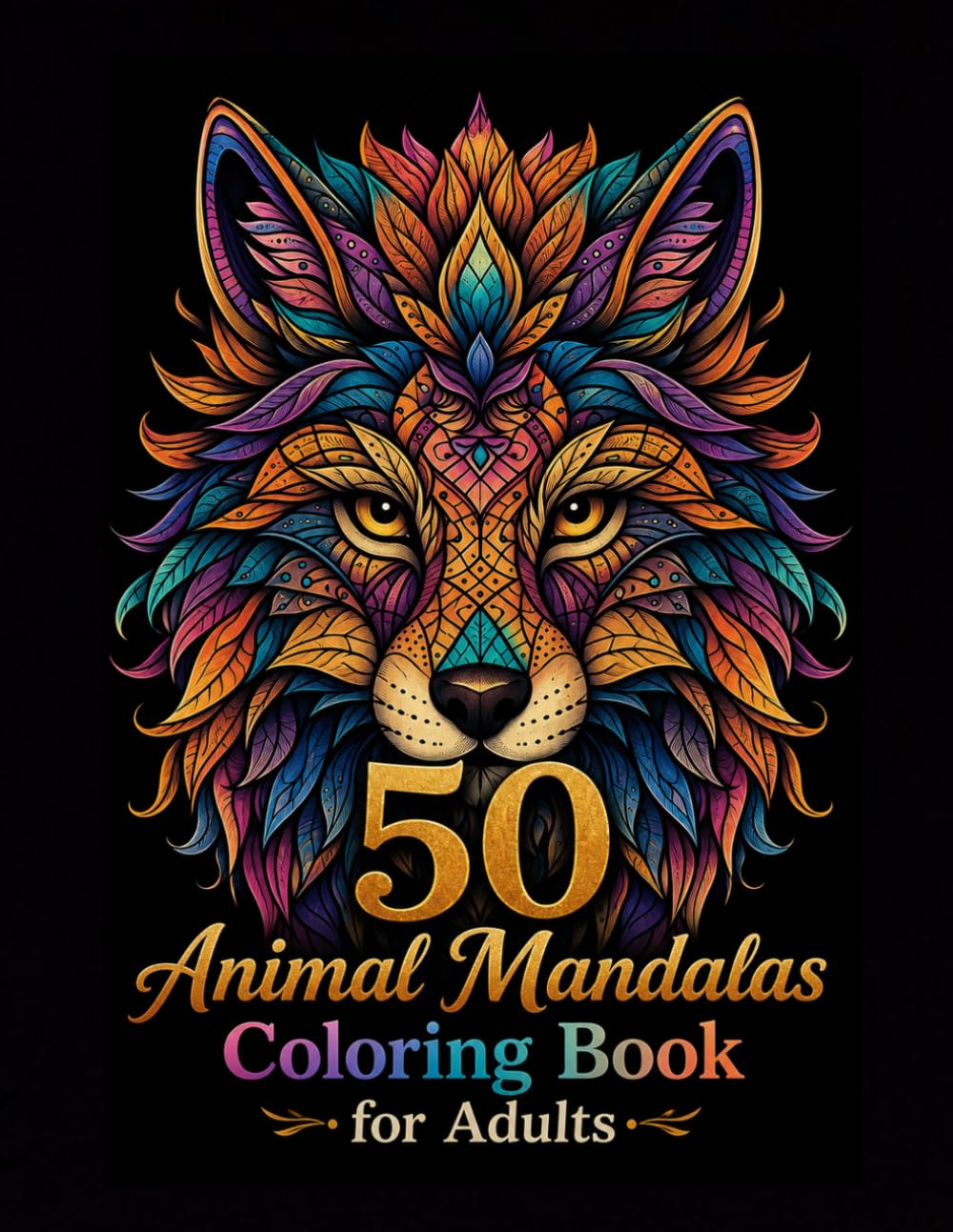 50 Animal Mandalas for Adults Relaxing Coloring Pages Featuring Lions, Elephants, Owls, Horses, Dogs, Cats and More