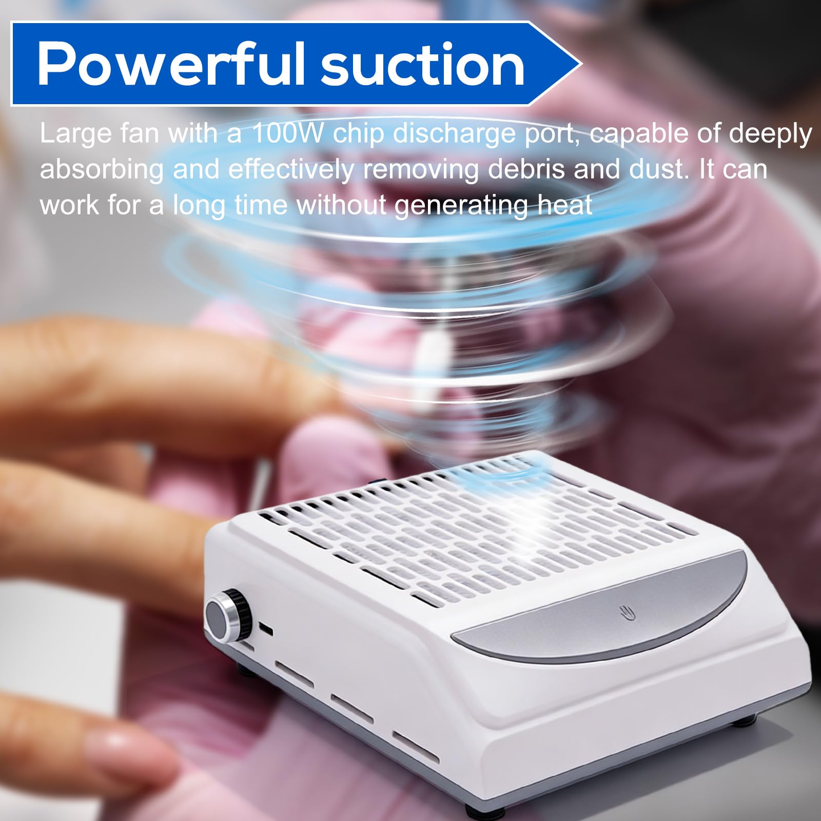 Aspirateur à Manucure Avec Lampe Et Filtre: Aspirateur à Ongle Professionnel, Aspirateur Ongle Faible Bruit Collecteur De Poussière D'ongles De Table Puissant Pour Salon De Manucure Et Maison (Blanc)