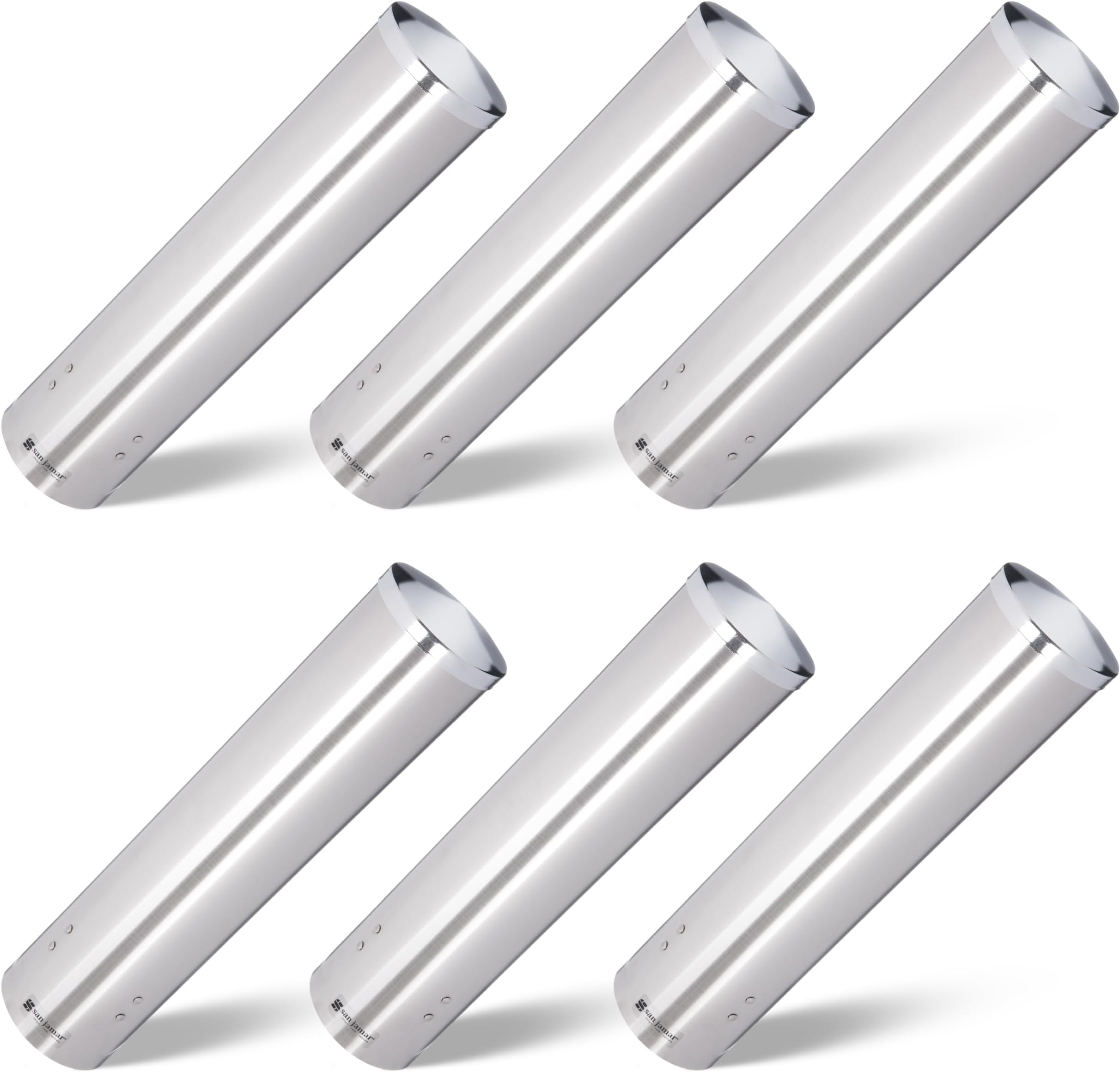 San Jamar Large Pull-Type Cup Dispenser 12 - 24 Oz. Cups for Restaurants, Dining Halls, and Fast Food, Stainless Steel, 16 Inches, Silver, (Pack of 6)