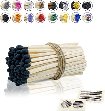 3 Inch Long Wooden Refill Matchsticks with Strike Stickers - Safety Matches Wholesale Bulk Loose by Chandler Studio Black, 50 Pieces