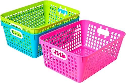 Miniatura 7 de Canastos para almacenado multiuso, 13"x 10", colores de neón, juego de 6 unidades
