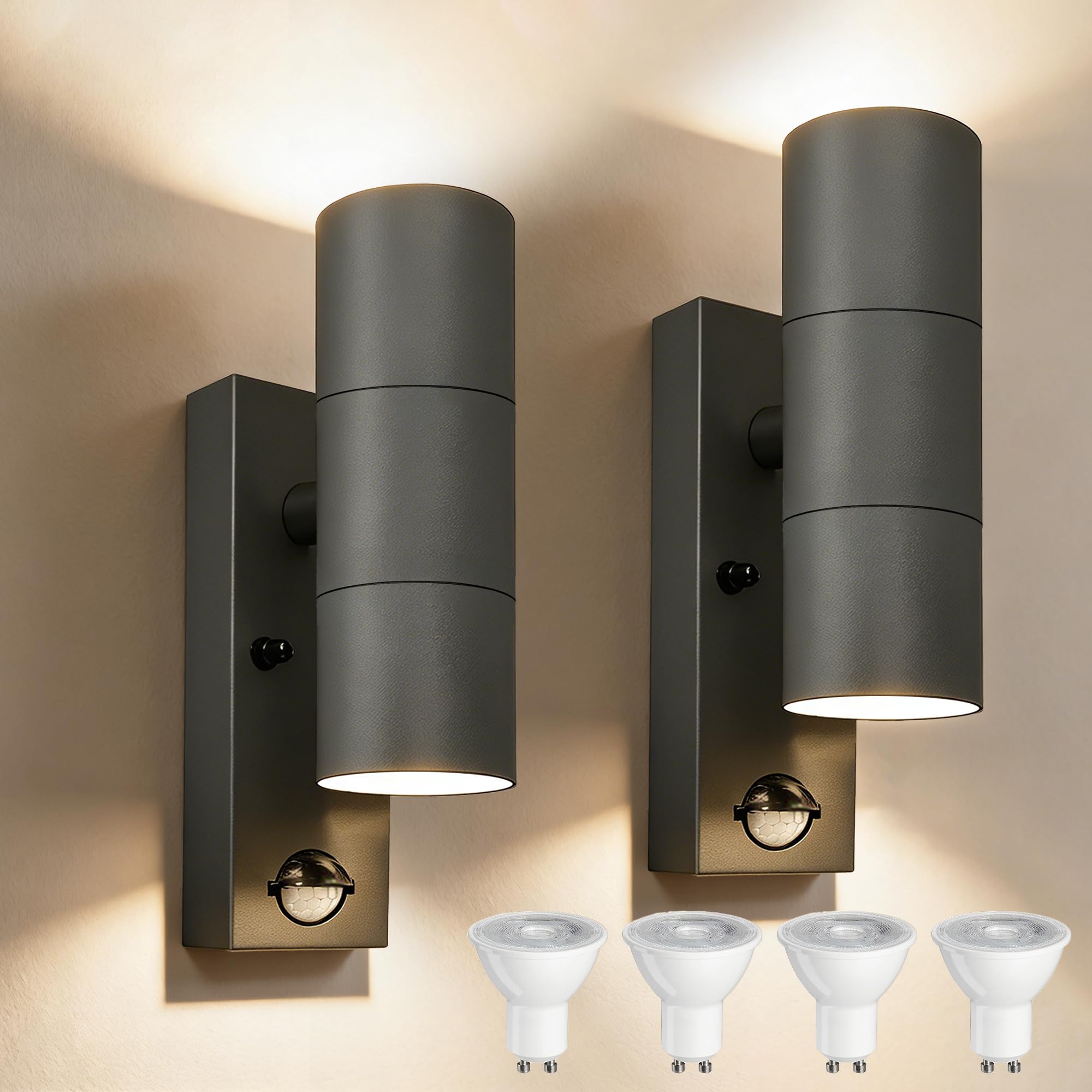 Lampa zewnętrzna PIR z czujnikiem ruchu góra-dół 230V GU10