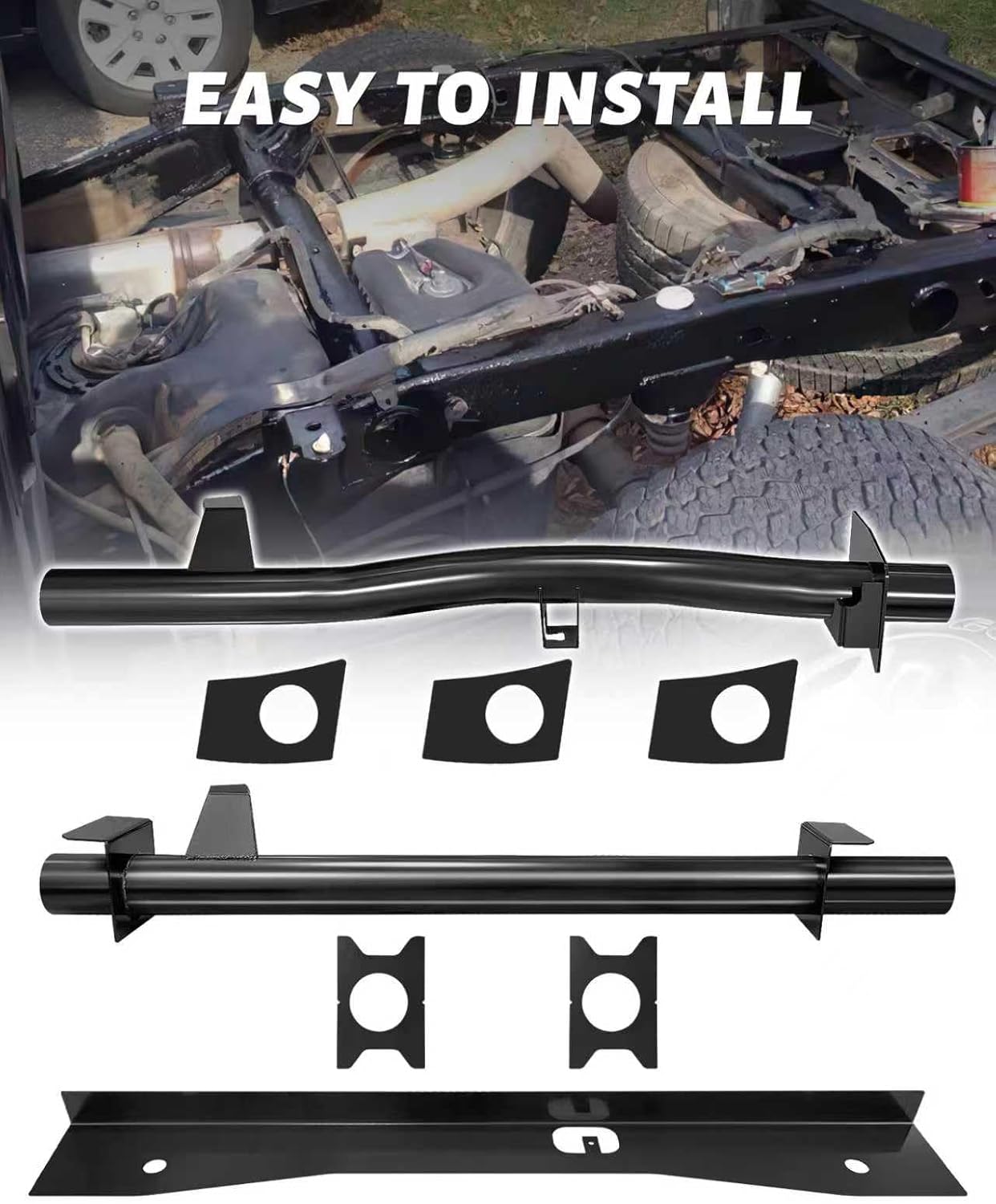 Rear Fuel Tank Support Crossmember and Rear Upper Shock Mount Crossmember Rear Spare Tire Support Plate Shock Mount Frame Compatible with 2007-2014 Chevy Silverado 1500 GMC Sierra 1500