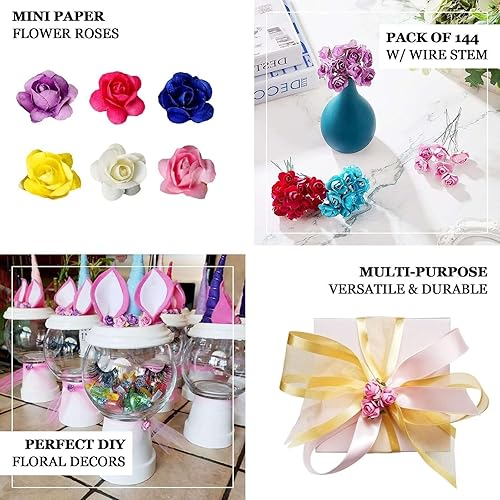 Miniatura 4 de Efavormart - 144 mini rosas de flores doradas de papel para decoración de ramos de boda
