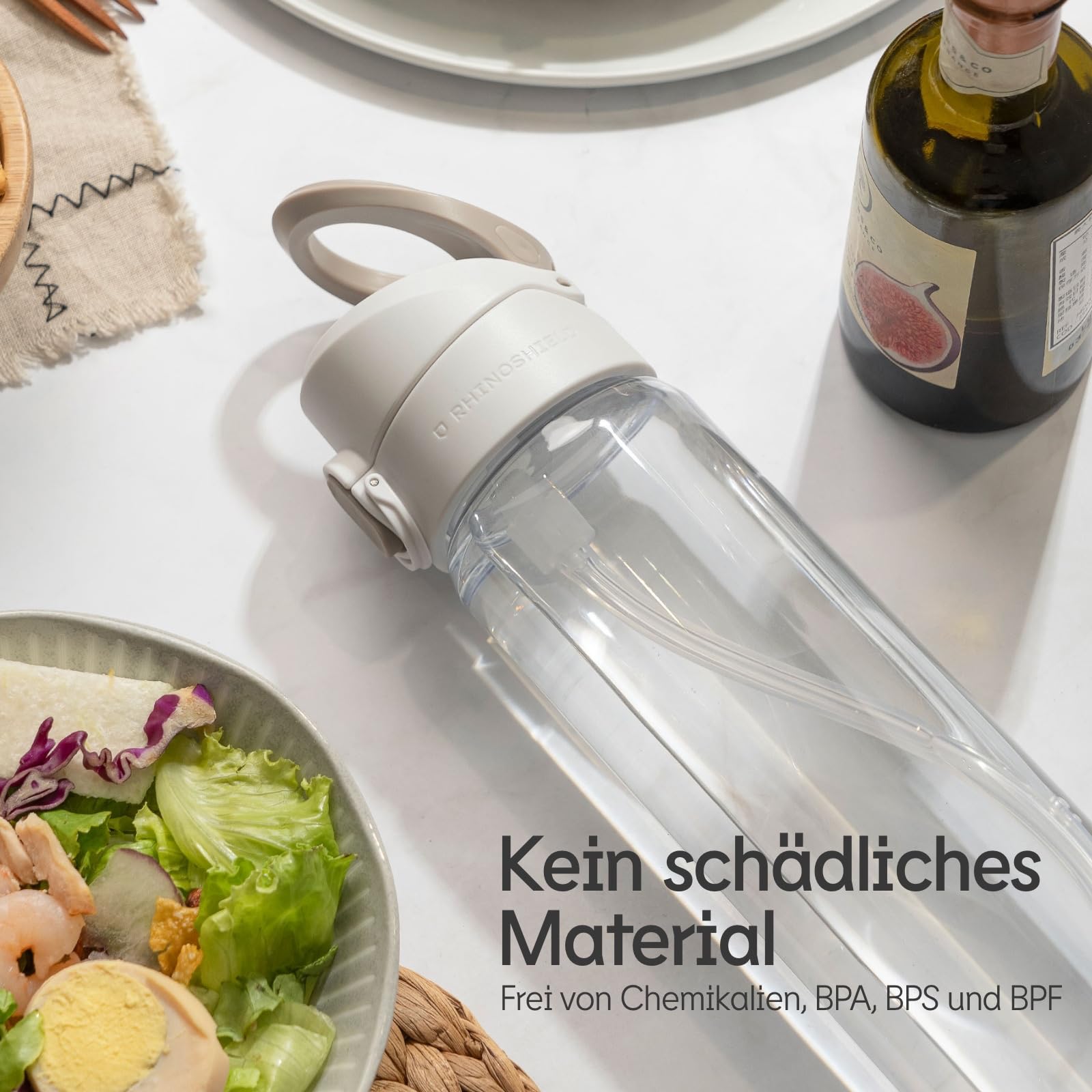 RHINOSHIELD AquaStand MagSafe-kompatible Wasserflasche 700ml | Edelstahl-Flasche ohne Strohhalm, Sportflasche mit MagSafe-kompatiblem Griff, Stativ mit einstellbaren Winkeln - Schwarz