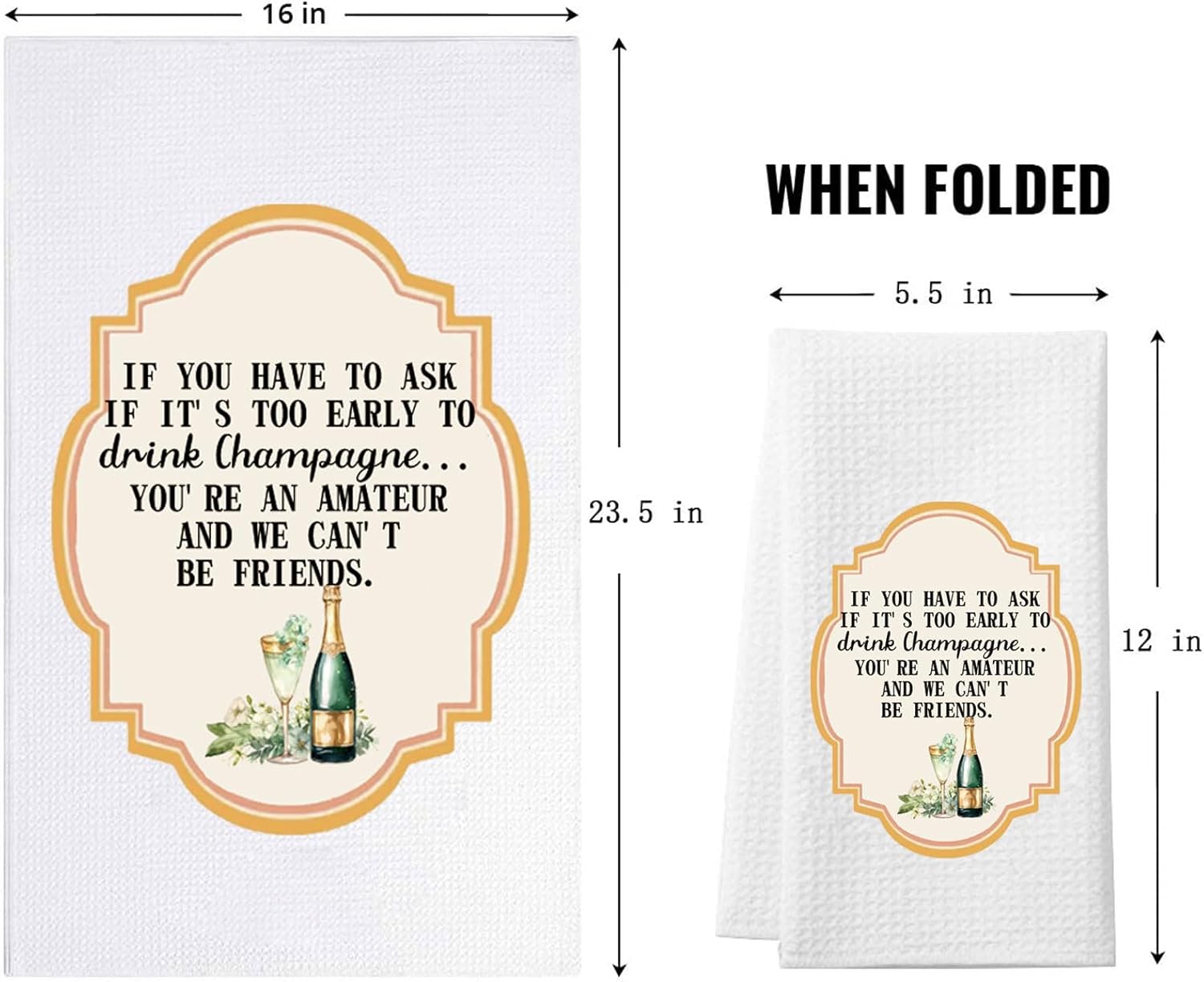 ZJXHPO Champagne Kitchen Towel For Champagne Lover Tea Towel Housewarming Party Kitchen Decor Celebration Gift (Drink Champagne Towel) - Image 2