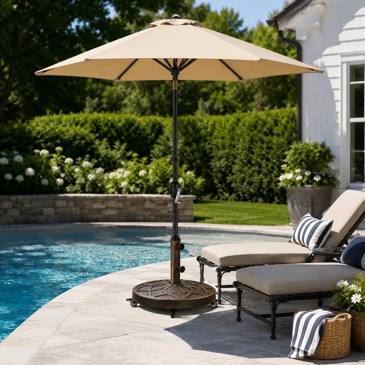 Amazon.com : Yaheetech 45lbs Heavy Duty Mobile Patio Umbrella Base, Bronze