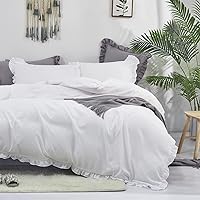 Vista 28 de SLEEP-NEST Juego de funda de edredón de 3 piezas de algodón egipcio de fibra larga de 120 x 120 pulgadas, con cierre de cremallera y lazos