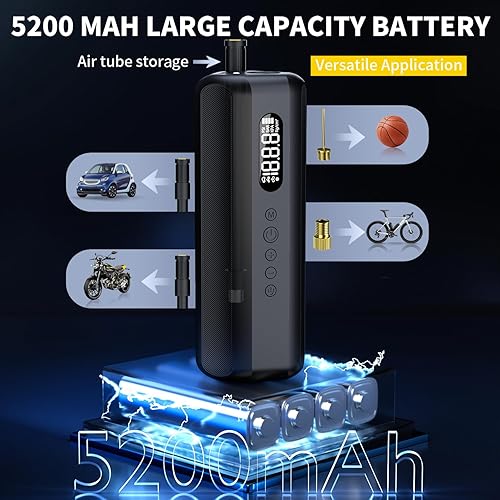 Miniatura 3 de Inflador de neumáticos, compresor de aire portátil, bomba de aire de 150 PSI con medidor de bomba eléctrica portátil para bicicleta de carretera,