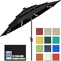 Vista 55 de EliteShade USA - Sombrilla solar de 9 pies / 2.74 metros, de 3 niveles, con 10 años sin decoloración, 80 luces LED para patio, mesa al aire libre