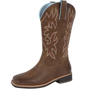 SheSole Wide Width Cowboy Boots for Women Square Toe Cowgirl Boots Wide Calf