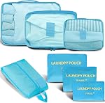 7 Set Cubes d'emballage pour les bagages de voyage Sacs à bagages Réutilisables Sacs organisateur de valises étanches avec sac de chaussures et sac de toilette (vert)