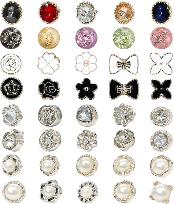 25mm Mode Bloem Parel Goud Metalen Knopen Voor Kleding Dames Jas Truien Decoratieve Handgemaakte Naaien Accessoires (Gemengd 23mm 6 stuks