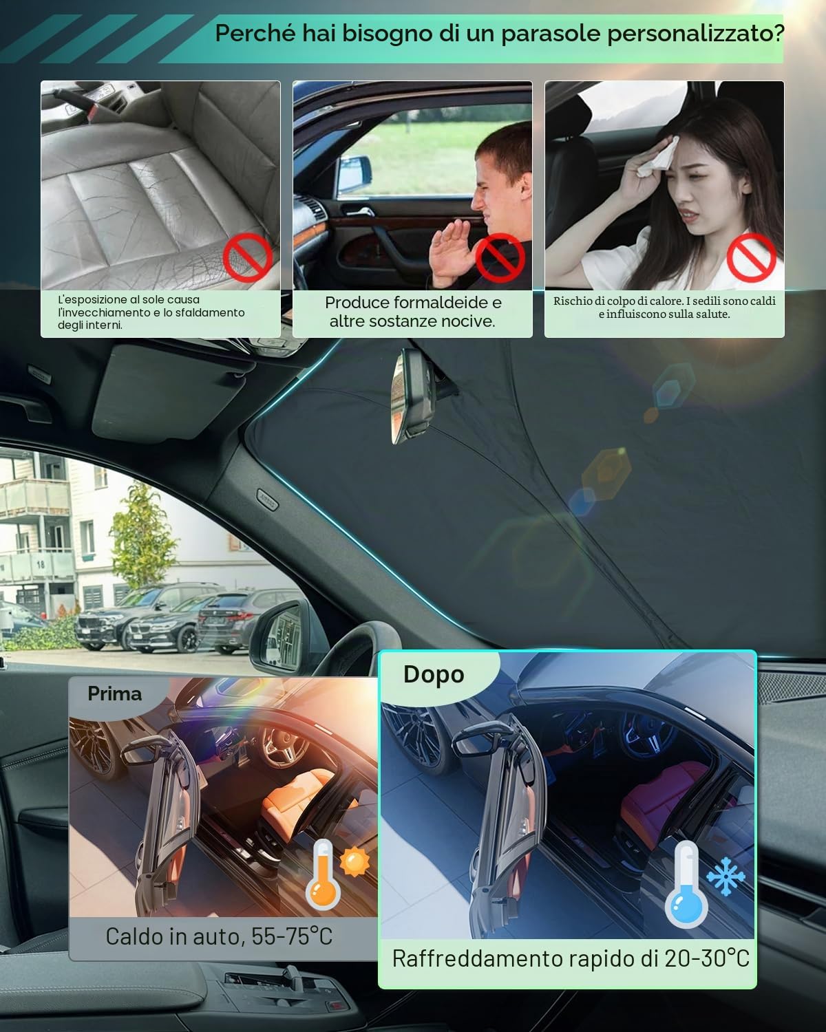 [Upgrade] GAFAT Compatibile con BMW X1 U11/X1 F48 2016-2025 2026 Protezione Solare per Parabrezza interno, Accessori iX1 U11 2026 Parasole Protezione UV, Raffreddamento
