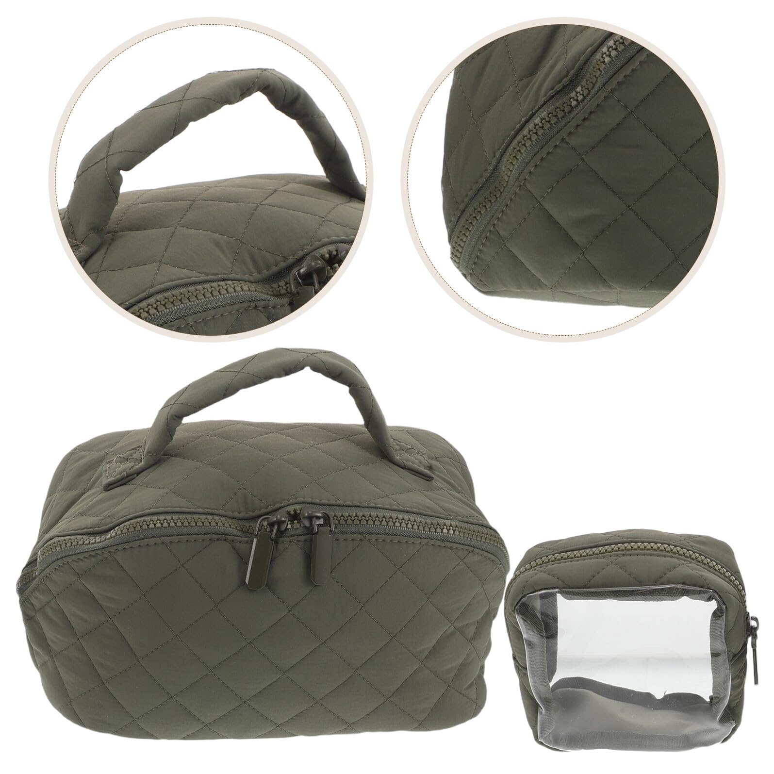 Healvian Borsa Portatrucco di Grande Capacità per Viaggio Organizer con Divisore per Articoli da Toeletta Borsa Portatile con Ampia Apertura e Maniglia per Oggetti Essenziali