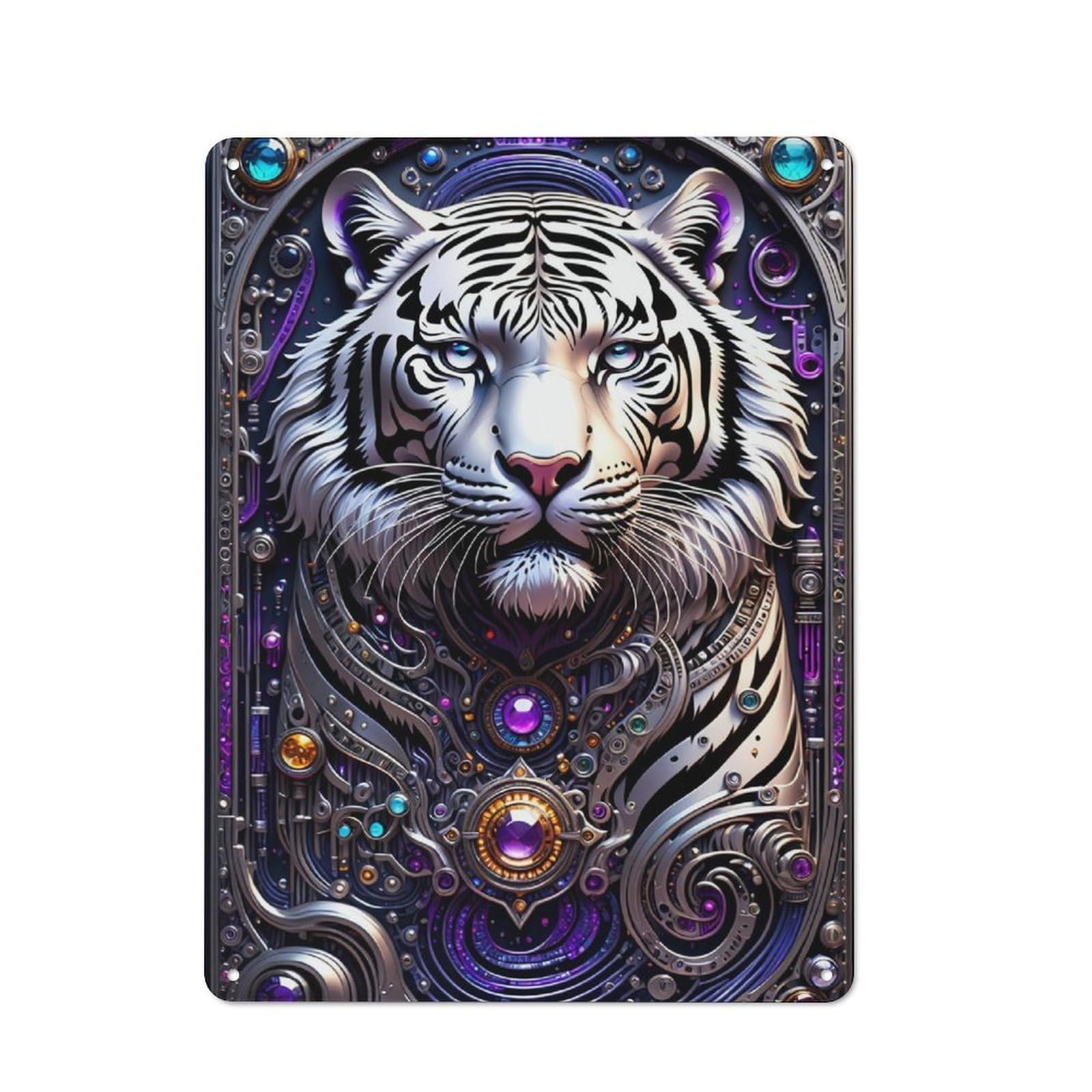 Junmoney Galactic Tiger Chronicles Metal Sign 40X30cm With For Garage Wall, Vintage Decor, Tin Sign Wall Decor For Garages And Workshops