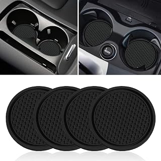 4 Pack Car Cup Coaster, Anti Slip Cup Coaster, Embedded in Ornaments Coaster, Car Interior Accessories, Fit for Most Models (Black)