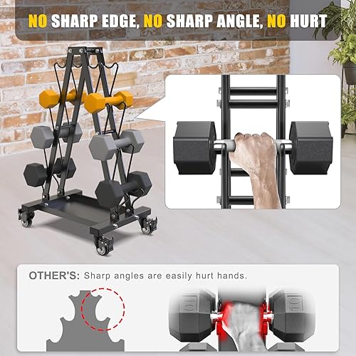 Miniatura 7 de Kipika Soporte multifuncional para mancuernas de 3 niveles, resistente para mancuernas, equipo de gimnasio en casa, adecuado para almacenamiento de